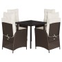 Set comedor de jardín 5 piezas y cojines ratán sintético marrón en Conjuntos de jardín | Comprar online en Foru.es