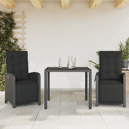 Mesita y sillas con cojines 3 piezas ratán sintético negro de , Conjuntos de jardín - Ref: Foro24-3212456, Precio: 339,73 €, ...