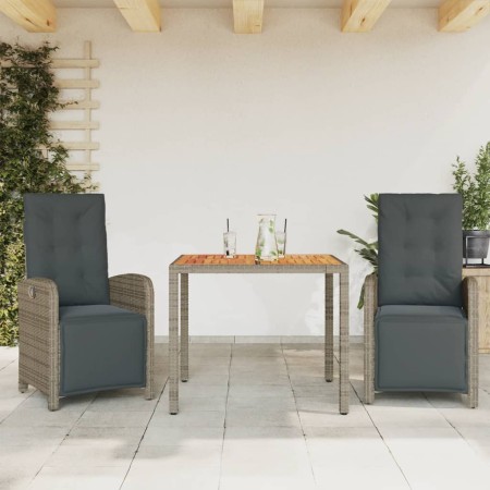 Sillas y mesita de jardín con cojines 3 piezas ratán PE gris de , Conjuntos de jardín - Ref: Foro24-3212480, Precio: 378,55 €...