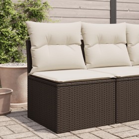Silla de jardín sin reposabrazos con cojines ratán PE marrón de , Sofás de exterior - Ref: Foro24-366215, Precio: 60,69 €, De...