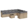 Juego de sofás jardín con cojines beige 10 pzas ratán sintético de , Conjuntos de jardín - Ref: Foro24-3250018, Precio: 632,8...