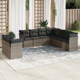 Set de muebles de jardín 9 pzas y cojines ratán sintético gris de , Conjuntos de jardín - Ref: Foro24-3249679, Precio: 609,63...
