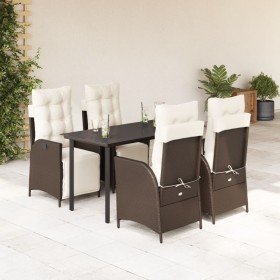 Set comedor de jardín 5 piezas y cojines ratán sintético marrón en Conjuntos de jardín | Comprar online en Foru.es
