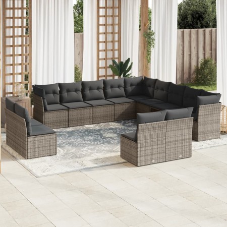 Set sofás de jardín con cojines 13 piezas ratán sintético gris de , Conjuntos de jardín - Ref: Foro24-3250329, Precio: 825,00...