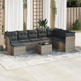 Set de muebles de jardín 9 pzas y cojines ratán sintético gris de , Conjuntos de jardín - Ref: Foro24-3249899, Precio: 561,14...