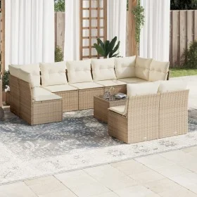 Gartensofa-Set mit 10-teiligen beigen Kissen aus synthetischem Rattan. von , Gartensets - Ref: Foro24-3249997, Preis: 665,71 ...