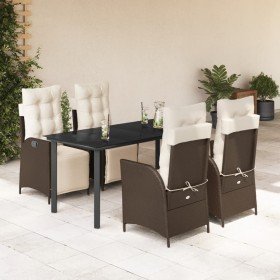 Set comedor de jardín 5 piezas y cojines ratán sintético marrón en Conjuntos de jardín | Comprar online en Foru.es