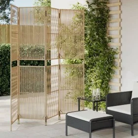 Biombo de 4 paneles ratán sintético beige de , Divisores de ambientes - Ref: Foro24-365395, Precio: 119,80 €, Descuento: %
