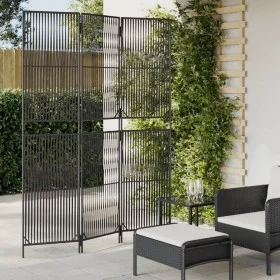 Biombo de 3 paneles ratán sintético negro de , Divisores de ambientes - Ref: Foro24-365388, Precio: 89,01 €, Descuento: %