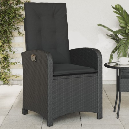 Sillón reclinable de jardín con cojines ratán sintético negro de , Sillas de jardín - Ref: Foro24-365161, Precio: 116,10 €, D...