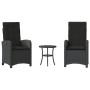 Mesita y sillas con cojines 3 piezas ratán sintético negro de , Conjuntos de jardín - Ref: Foro24-365177, Precio: 266,14 €, D...