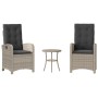Sillas y mesita de jardín 3 piezas ratán sintético cojín gris de , Conjuntos de jardín - Ref: Foro24-365182, Precio: 270,01 €...