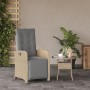 Sillón reclinable de jardín con reposapiés ratán PE beige mixto de , Sillas de jardín - Ref: Foro24-365189, Precio: 136,63 €,...
