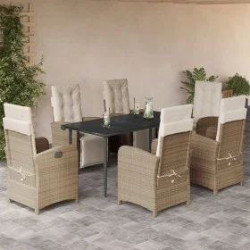 Set comedor de jardín 7 pzas con cojines ratán sintético beige de , Conjuntos de jardín - Ref: Foro24-3212574, Precio: 923,05...
