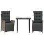 Set comedor de jardín 3 piezas con cojines ratán sintético gris en Conjuntos de jardín | Comprar online en Foru.es