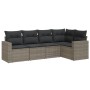 Juego de sofás jardín con cojines 5 pzas ratán sintético gris de , Sofás modulares de exterior - Ref: Foro24-3251267, Precio:...