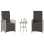 Sillas y mesita de jardín 3 piezas ratán sintético cojín gris de , Conjuntos de jardín - Ref: Foro24-365206, Precio: 309,12 €...