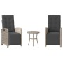 Sillas y mesita de jardín 3 piezas ratán sintético cojín gris de , Conjuntos de jardín - Ref: Foro24-365206, Precio: 309,12 €...