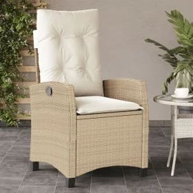 Silla de jardín reclinable con cojines ratán sintético beige de , Sillas de jardín - Ref: Foro24-365212, Precio: 153,21 €, De...