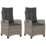 Sillones reclinable jardín y cojines 2 uds ratán sintético gris de , Sillas de jardín - Ref: Foro24-365219, Precio: 231,01 €,...