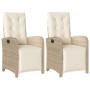 Sillones reclinables jardín con reposapiés 2 uds ratán PE beige de , Sillas de jardín - Ref: Foro24-365196, Precio: 264,95 €,...