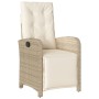 Sillones reclinables jardín con reposapiés 2 uds ratán PE beige de , Sillas de jardín - Ref: Foro24-365196, Precio: 264,95 €,...
