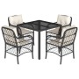 Set de muebles jardín 5 pzas con cojines ratán sintético negro de , Conjuntos de jardín - Ref: Foro24-3212019, Precio: 436,69...