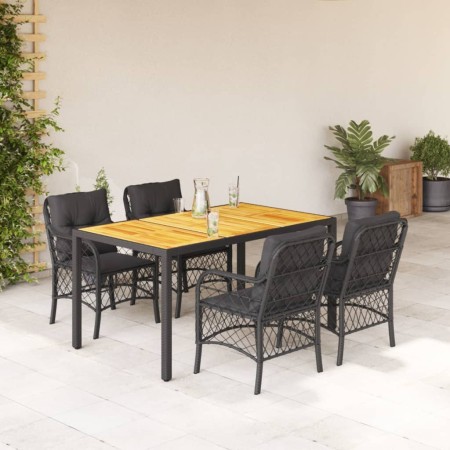Set de muebles jardín 5 pzas con cojines ratán sintético negro de , Conjuntos de jardín - Ref: Foro24-3212044, Precio: 483,30...