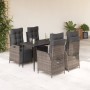 Set comedor de jardín 5 piezas con cojines ratán sintético gris en Conjuntos de jardín | Comprar online en Foru.es
