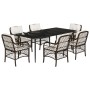 Set comedor de jardín 7 pzas con cojines ratán sintético marrón de , Conjuntos de jardín - Ref: Foro24-3212115, Precio: 768,8...