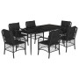 Set de comedor de jardín 7 pzas y cojines ratán sintético negro de , Conjuntos de jardín - Ref: Foro24-3212101, Precio: 739,1...