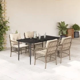 Set comedor de jardín 5 pzas con cojines ratán sintético beige de , Conjuntos de jardín - Ref: Foro24-3212141, Precio: 637,88...