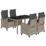 Set comedor de jardín 5 piezas con cojines ratán sintético gris de , Conjuntos de jardín - Ref: Foro24-3212647, Precio: 598,1...