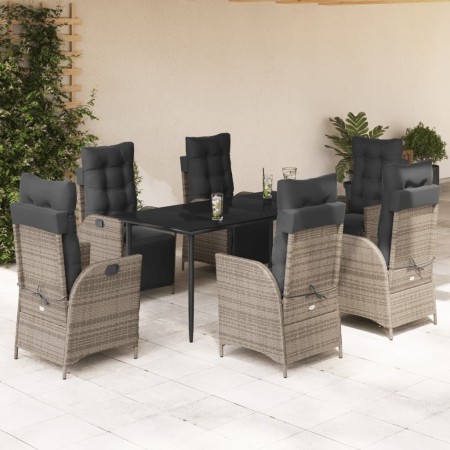 Set comedor jardín 7 pzas y cojines ratán sintético gris en Conjuntos de jardín | Comprar online en Foru.es