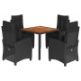Set de muebles jardín 5 pzas con cojines ratán sintético negro de , Conjuntos de jardín - Ref: Foro24-3212664, Precio: 641,09...
