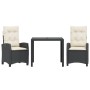 Set comedor de jardín 3 pzas con cojines ratán sintético negro de , Conjuntos de jardín - Ref: Foro24-3212626, Precio: 323,23...