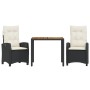 Set comedor de jardín 3 pzas con cojines ratán sintético negro de , Conjuntos de jardín - Ref: Foro24-3212653, Precio: 343,88...