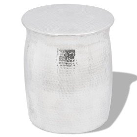 Taburete/mesita de centro de aluminio martillado plateado en Mesas auxiliares | Comprar online en Foru.es