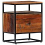 Mesita de noche de madera maciza reciclada y acero 40x30x50 cm de vidaXL, Mesitas de noche - Ref: Foro24-282725, Precio: 72,7...