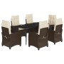 Set comedor de jardín 7 pzas con cojines ratán sintético marrón de , Conjuntos de jardín - Ref: Foro24-3212768, Precio: 899,5...