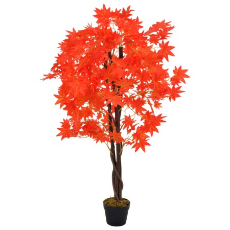 Planta artificial árbol de arce con macetero rojo 120 cm de vidaXL, Flora artificial - Ref: Foro24-280195, Precio: 56,93 €, D...
