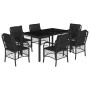 Set de comedor de jardín 7 pzas y cojines ratán sintético negro de , Conjuntos de jardín - Ref: Foro24-3212027, Precio: 639,9...