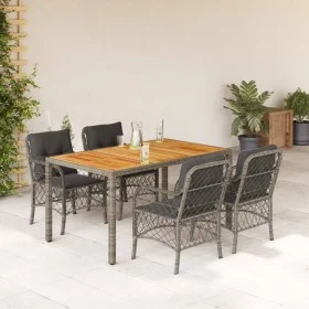 Set comedor de jardín 5 piezas con cojines ratán sintético gris de , Conjuntos de jardín - Ref: Foro24-3212050, Precio: 513,6...