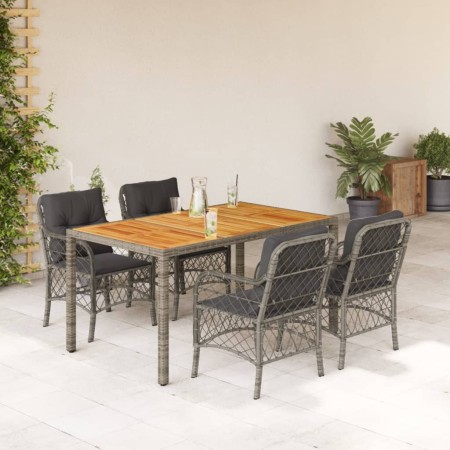 Set comedor de jardín 5 piezas con cojines ratán sintético gris de , Conjuntos de jardín - Ref: Foro24-3212050, Precio: 495,4...