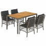 Set comedor de jardín 5 piezas con cojines ratán sintético gris de , Conjuntos de jardín - Ref: Foro24-3212050, Precio: 495,4...