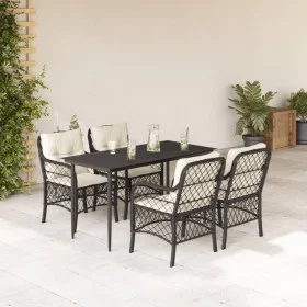 Set de muebles jardín 5 pzas con cojines ratán sintético negro de , Conjuntos de jardín - Ref: Foro24-3212084, Precio: 516,80...