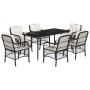 Set de comedor de jardín 7 pzas y cojines ratán sintético negro de , Conjuntos de jardín - Ref: Foro24-3212086, Precio: 645,5...