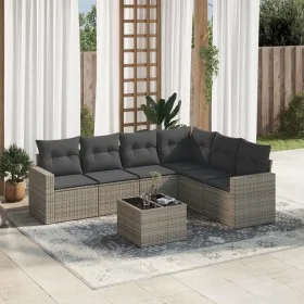 Set de sofás de jardín 7 piezas con cojines ratán PE gris de , Sofás modulares de exterior - Ref: Foro24-3251357, Precio: 435...