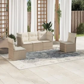 Juego de sofás jardín con cojines 5 pzas ratán sintético beige de , Conjuntos de jardín - Ref: Foro24-3249187, Precio: 326,71...