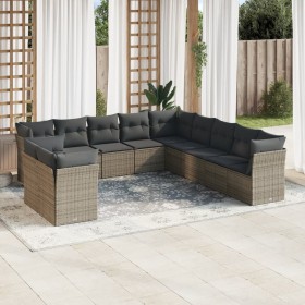 Set de sofás de jardín 11 pzas y cojines ratán sintético gris de , Conjuntos de jardín - Ref: Foro24-3249719, Precio: 685,73 ...